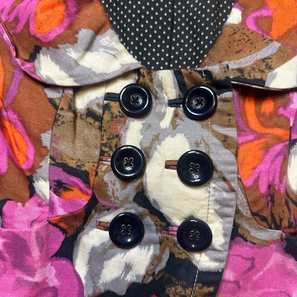 Anthropologie Elevenses Linen Blend Floral Short Cap Sleeve Blazer Size 6 - Picture 5 of 10